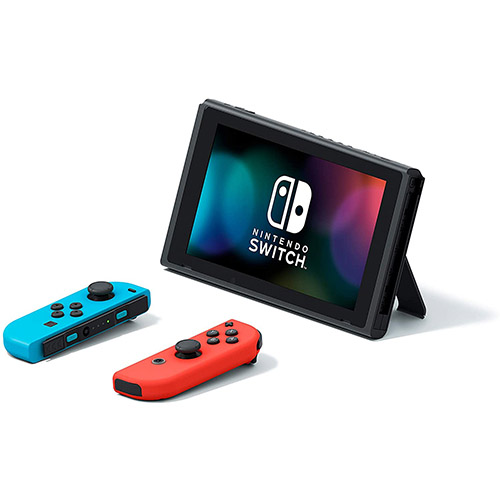 Nintendo Switch with Neon Blue and Neon Red Joy Con
