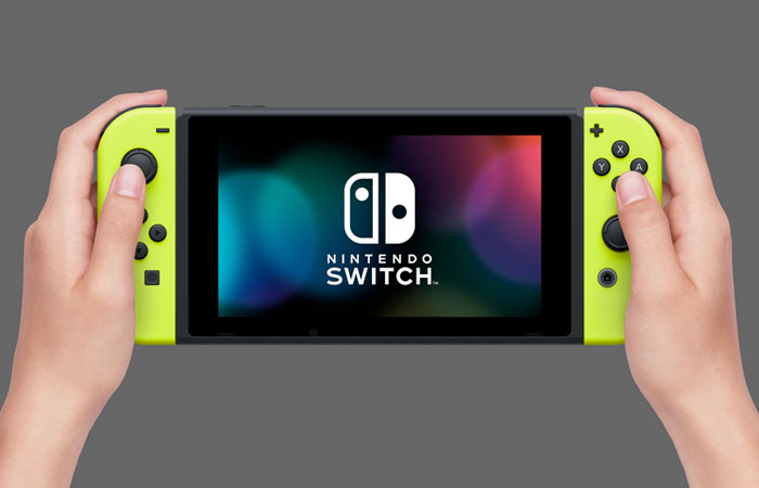 جوی کان های Nintendo Switch زرد متصل به کنسول