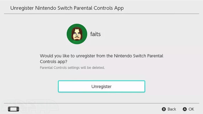 حذف کنترل والدین nintendo switch