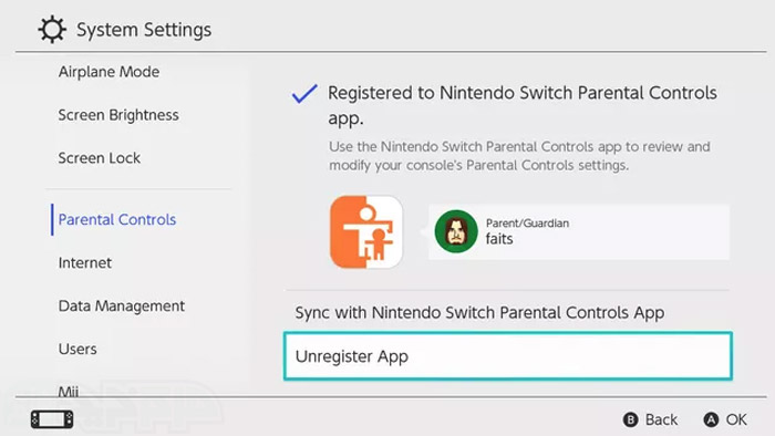 حذف کردن کنترل والدین nintendo switch